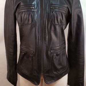 Banana Republic Women's Blk Leather Moto Jacket 6